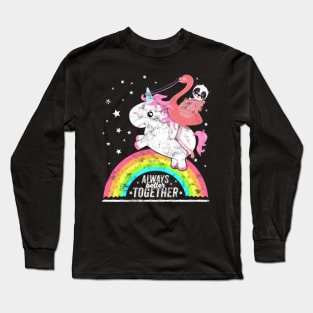 Cute Funny Unicorn Flamingo Panda Rainbow Friends Long Sleeve T-Shirt